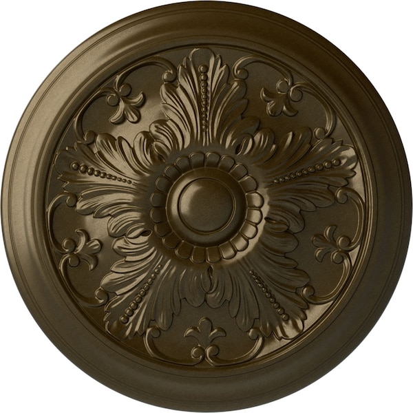 Ekena Millwork Vienna Ceiling Medallion (Fits Canopies up to 3 1/4"), Hand-Painted Brass, 16 7/8"OD x 5/8"P CM17VIBRS - main